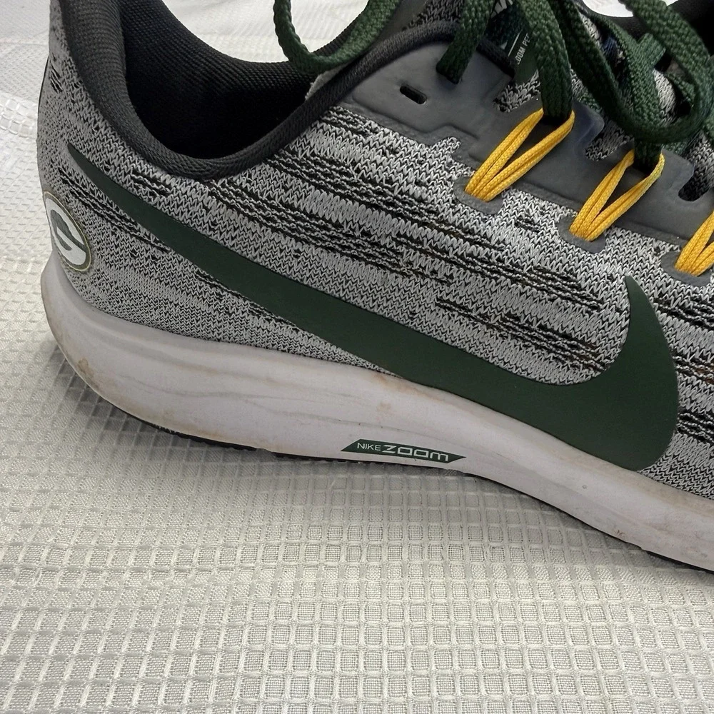 Green Bay Packers Shoes Mens 11 NFL‎ Football Nike Air Zoom Pegasus 36 Gray RARE